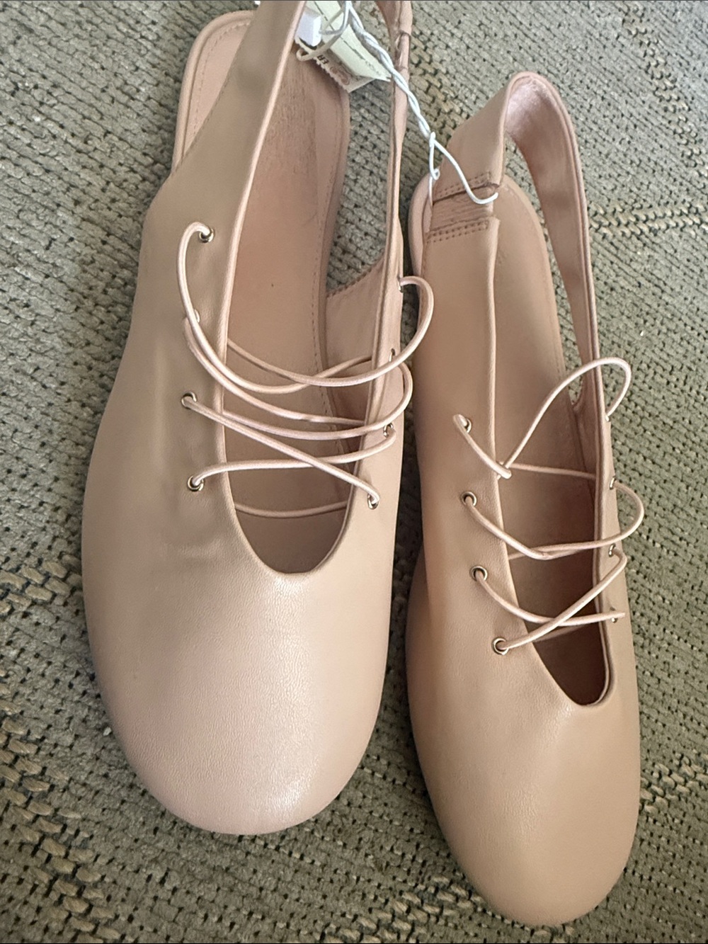 Zara Blush Lace-Up Ballet Flats